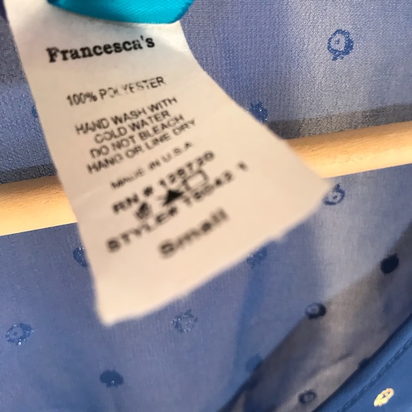 Francesca's Blue Top with Gold Dots - Picture 3 of 6